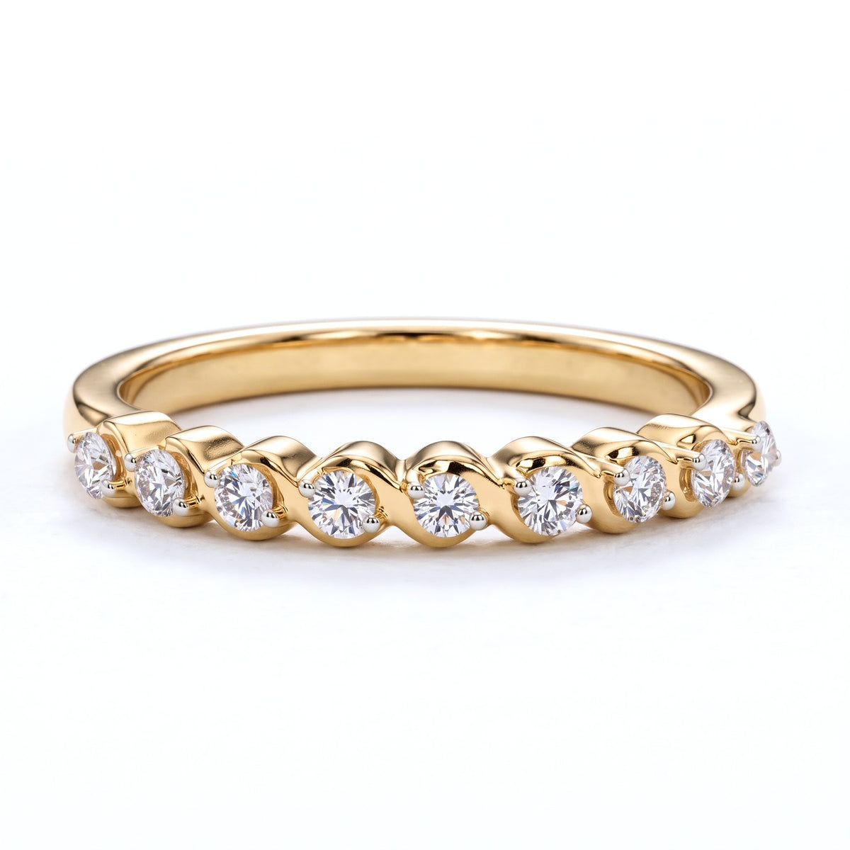LUXURIANT Lab Grown Diamond Half Eternity Band Ring in 18K Vermeil Yellow Gold Over Sterling Silver 0.25 Ct. (SI-G-H) 8493546 0