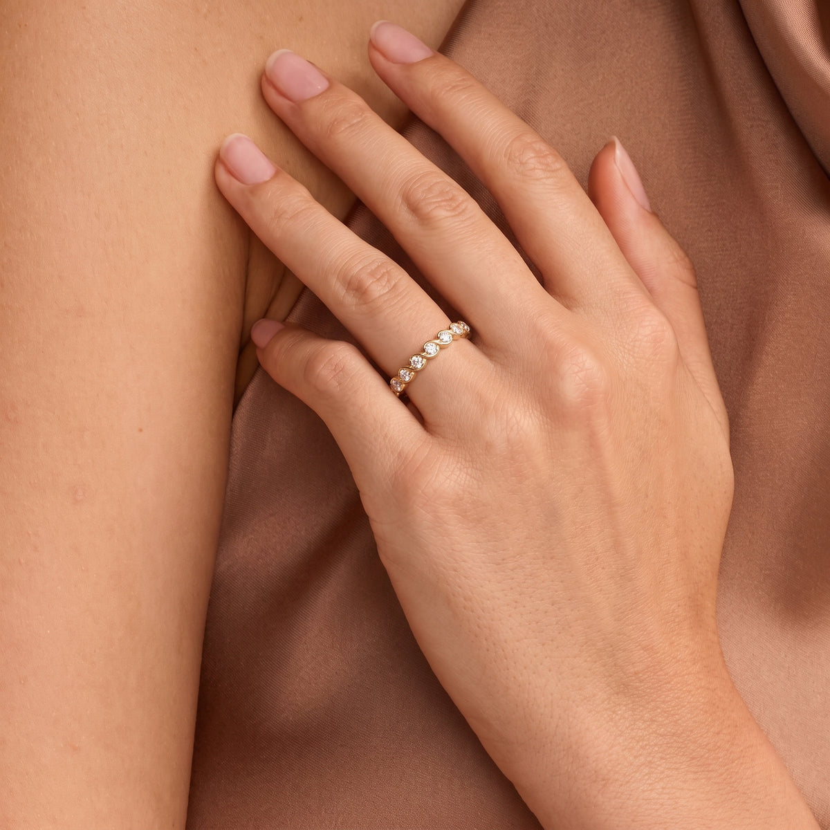 LUXURIANT Lab Grown Diamond Half Eternity Band Ring in 18K Vermeil Yellow Gold Over Sterling Silver 0.25 Ct. (SI-G-H) 8493546 2