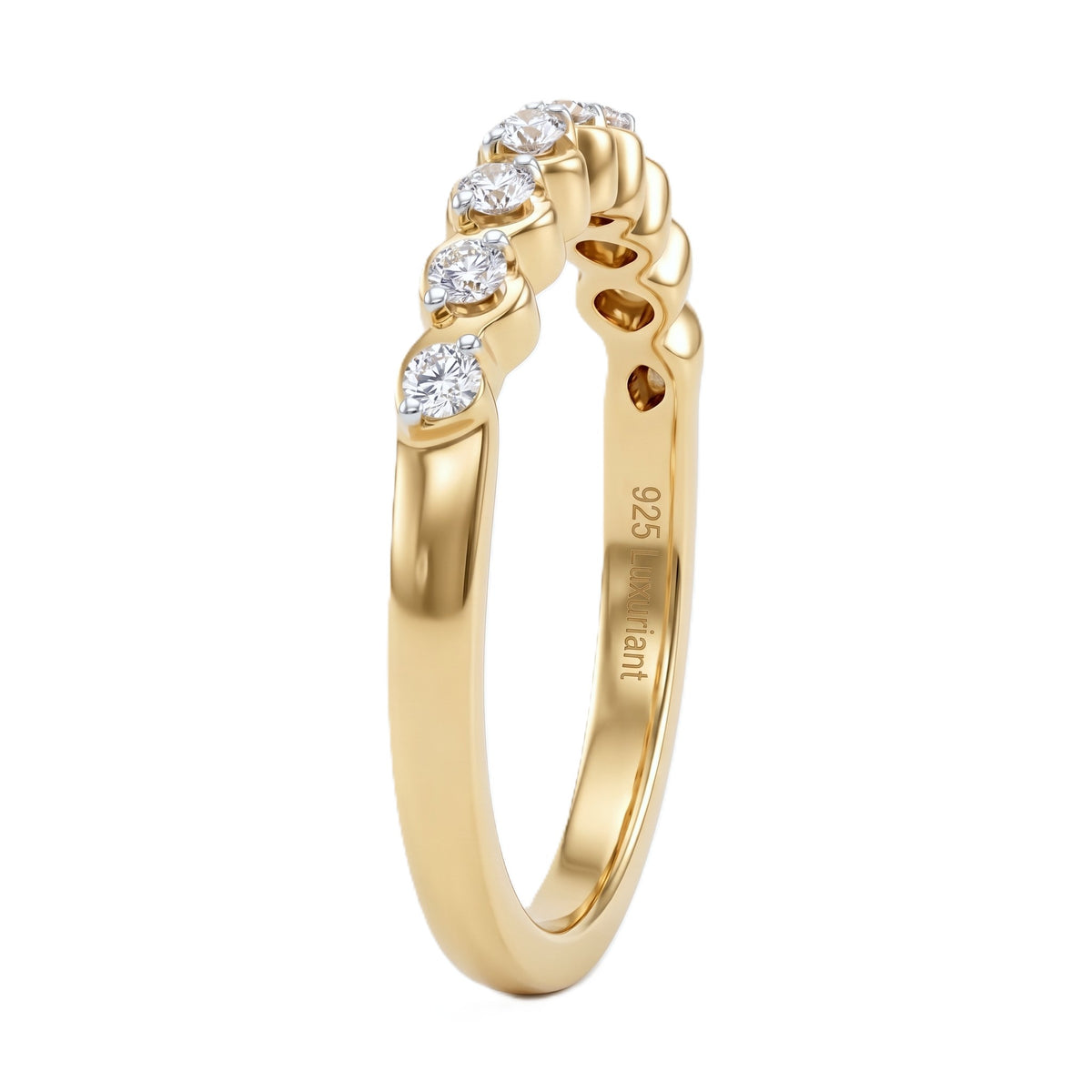 LUXURIANT Lab Grown Diamond Half Eternity Band Ring in 18K Vermeil Yellow Gold Over Sterling Silver 0.25 Ct. (SI-G-H) 8493546 4
