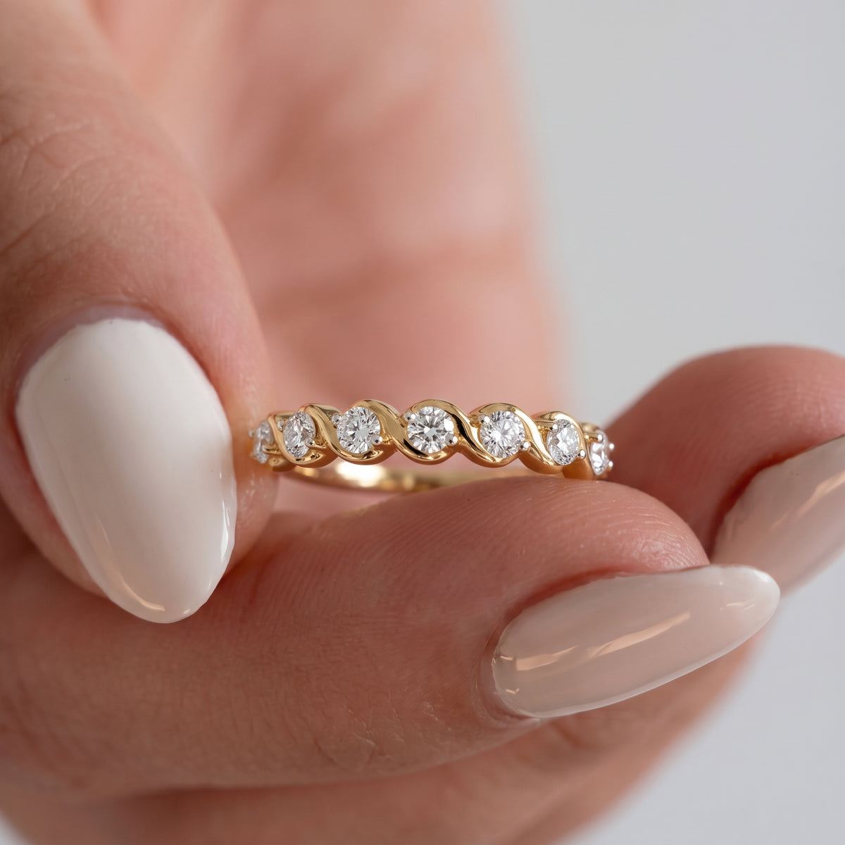 LUXURIANT Lab Grown Diamond Half Eternity Band Ring in 18K Vermeil Yellow Gold Over Sterling Silver 0.25 Ct. (SI-G-H) 8493546 5