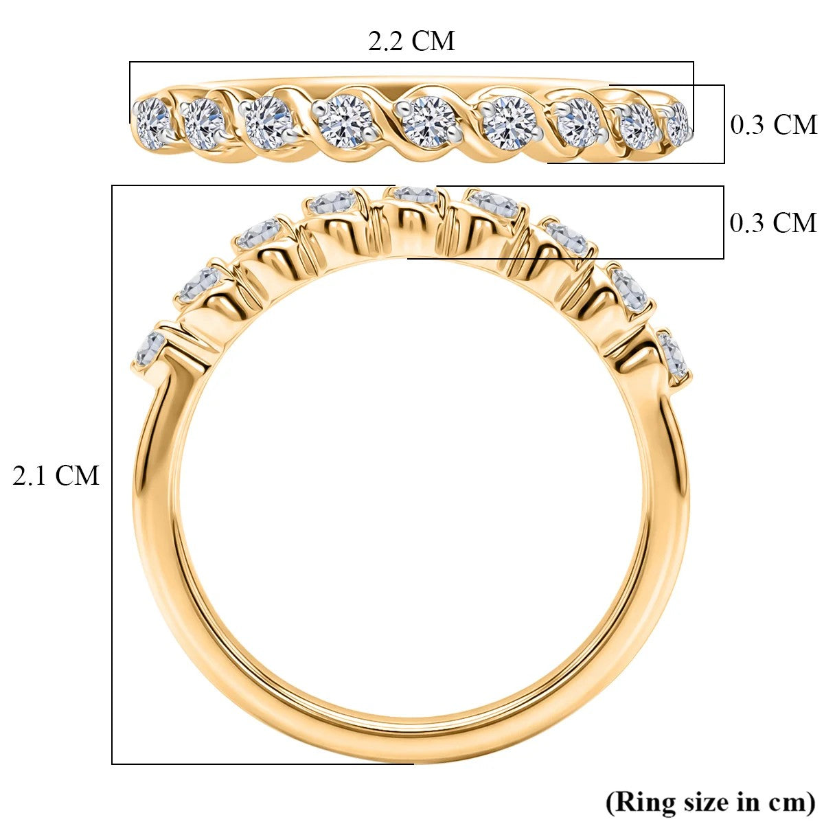LUXURIANT Lab Grown Diamond Half Eternity Band Ring in 18K Vermeil Yellow Gold Over Sterling Silver 0.25 Ct. (SI-G-H) 8493546 6