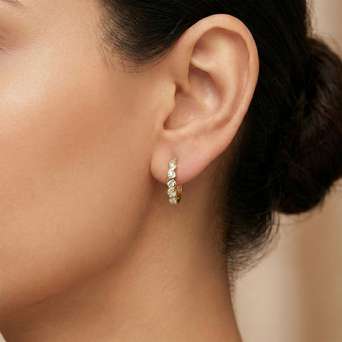 LUXURIANT Lab Grown Diamond Full Hoop Earring in 18K Vermeil Yellow Gold Plated Sterling Silver 0.25 Ct. (SI-GH) 8493805 2