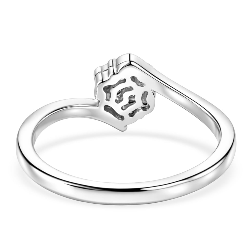 Luxuriant - Lab Grown Diamond (SI/G-H) Bypass Cluster Ring in Platinum Overlay Sterling Silver 0.25 Ct._8493975_4