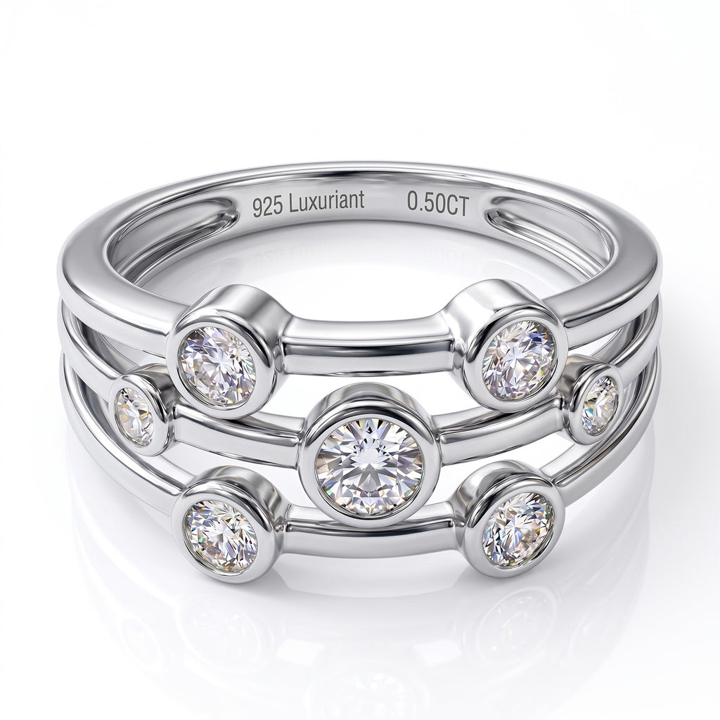 Luxuriant - Lab Grown Diamond (SI/G-H) Bubble Ring in Rhodium Overlay Sterling Silver 0.50 Ct._8493985