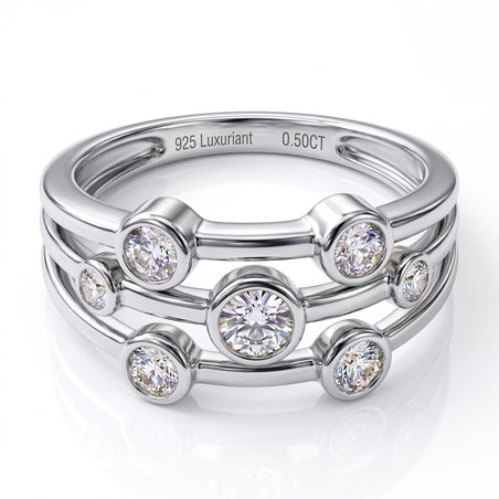 Luxuriant - Lab Grown Diamond (SI/G-H) Bubble Ring in Rhodium Overlay Sterling Silver 0.50 Ct. 8493985 1