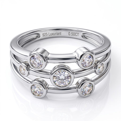 Luxuriant - Lab Grown Diamond (SI/G-H) Bubble Ring in Rhodium Overlay Sterling Silver 0.50 Ct._8493985