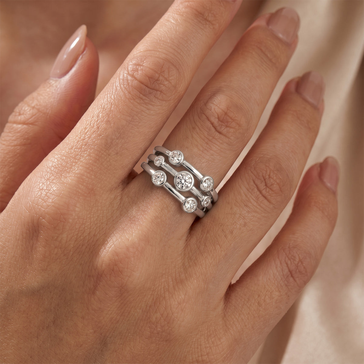 Luxuriant - Lab Grown Diamond (SI/G-H) Bubble Ring in Rhodium Overlay Sterling Silver 0.50 Ct. 8493985 2