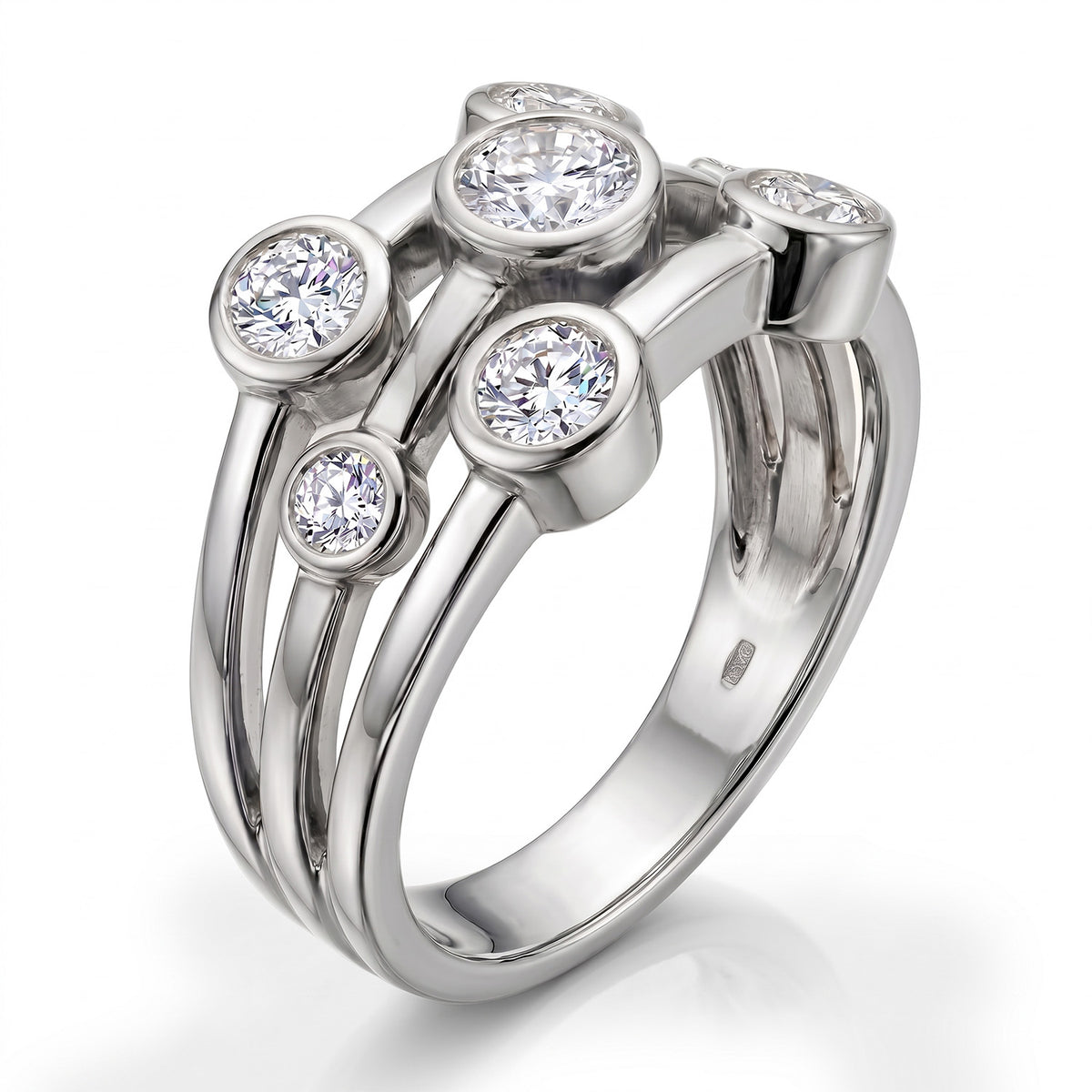 Luxuriant - Lab Grown Diamond (SI/G-H) Bubble Ring in Rhodium Overlay Sterling Silver 0.50 Ct. 8493985 3
