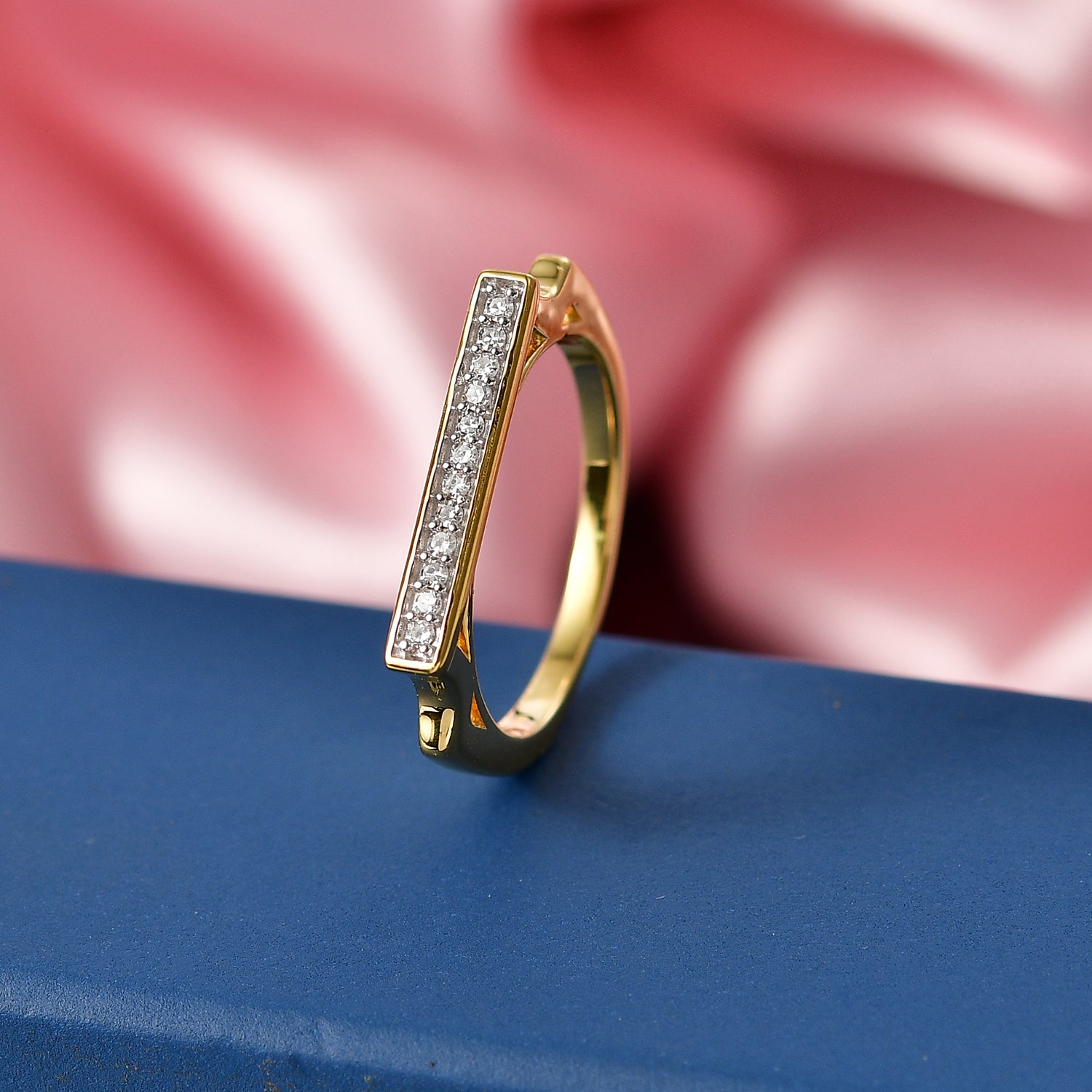 LUXURIANT Lab Grown Diamond Horizontal Bar Ring in 18K Vermeil Yellow Gold Plated Sterling Silver (SI-G-H) 8495699 3