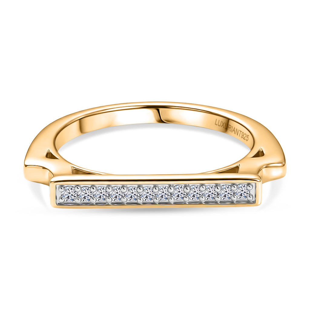 Luxuriant SI-G/H Lab Grown Diamond Horizontal Bar Ring in 18K Vermeil Yellow Gold Plated Sterling Silver_8495703