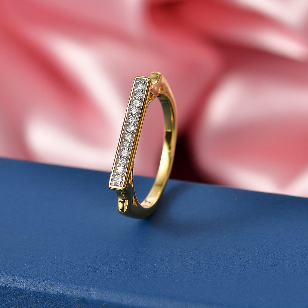 Luxuriant SI-G/H Lab Grown Diamond Horizontal Bar Ring in 18K Vermeil Yellow Gold Plated Sterling Silver_8495703_2