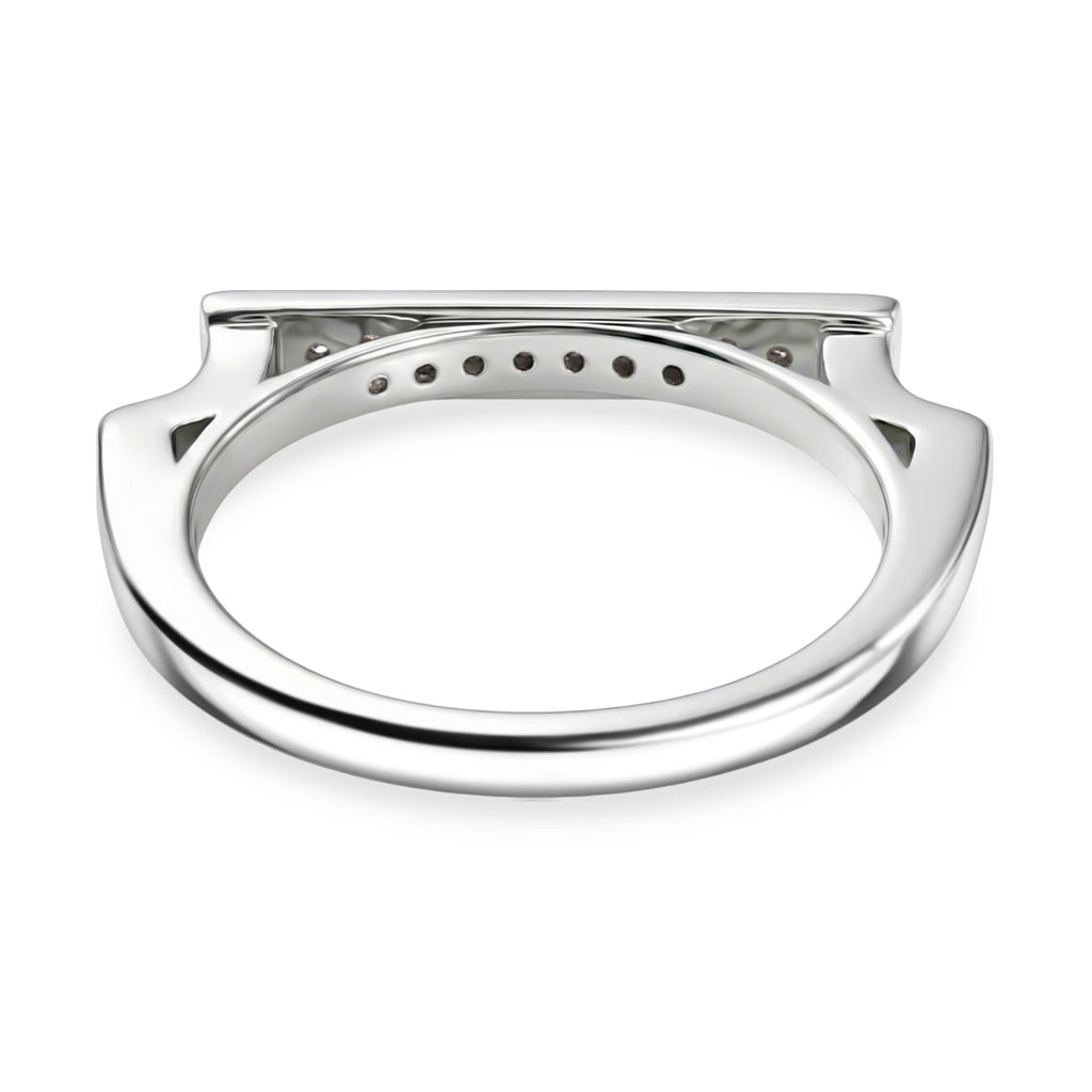 Luxuriant - Lab Grown Diamond (SI/G-H) Horizontal Bar Ring in Rhodium Overlay Sterling Silver_8495708_4