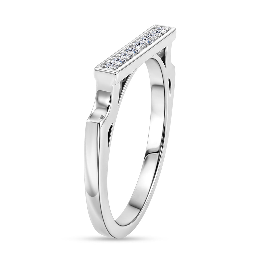Luxuriant - Lab Grown Diamond (SI/G-H) Horizontal Bar Ring in Rhodium Overlay Sterling Silver_8495712_3