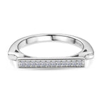 Luxuriant - Lab Grown Diamond (SI/G-H) Horizontal Bar Ring in Rhodium Overlay Sterling Silver_8495721