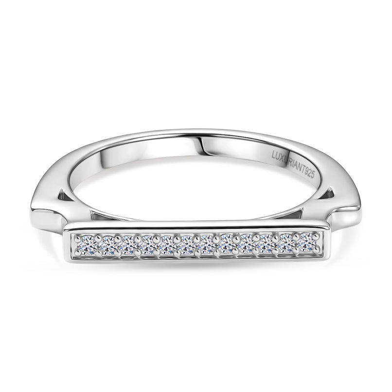 Luxuriant - Lab Grown Diamond (SI/G-H) Horizontal Bar Ring in Rhodium Overlay Sterling Silver_8495721