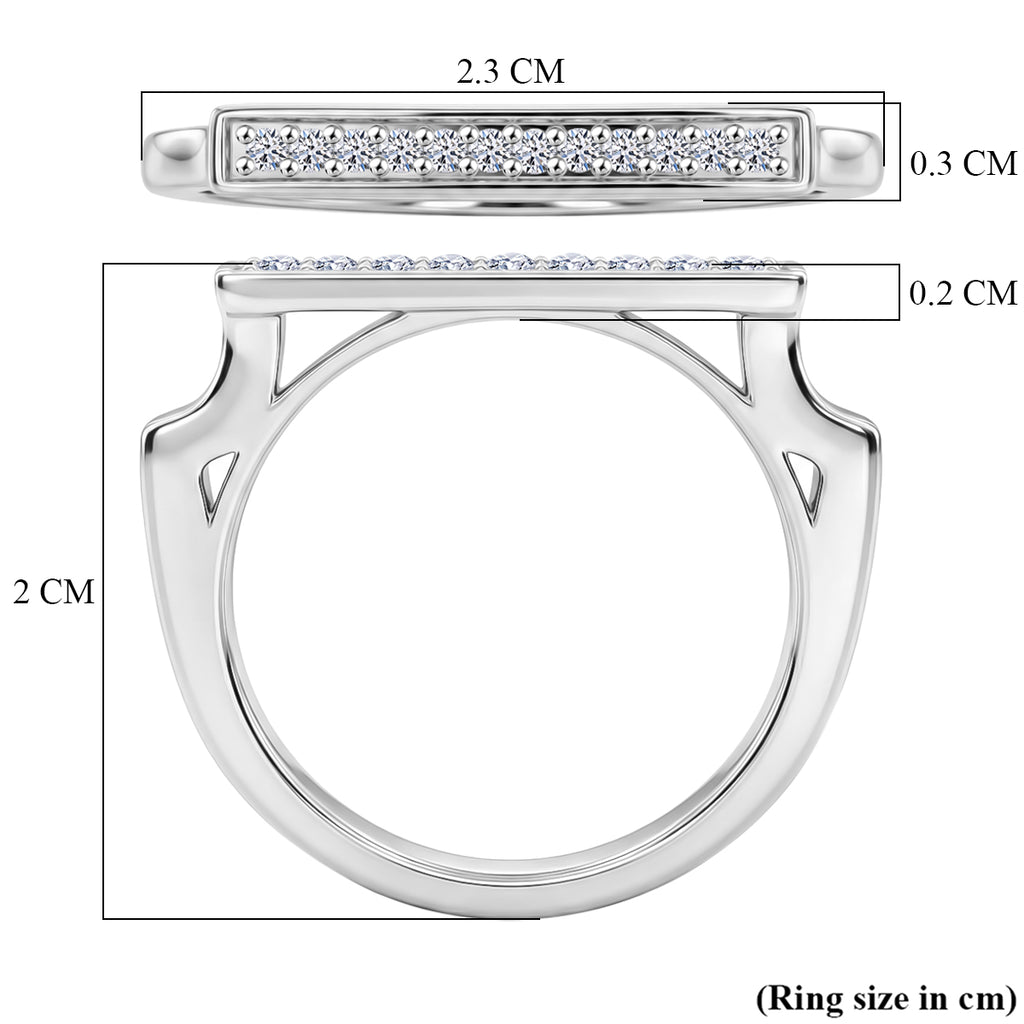 Luxuriant - Lab Grown Diamond (SI/G-H) Horizontal Bar Ring in Rhodium Overlay Sterling Silver_8495721_5