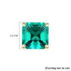 Luxuriant- 9K Yellow Gold AAAA Lab Grown Columbian Emerald Solitaire Stud Push Post Earring 2.00 Ct._8497562_4