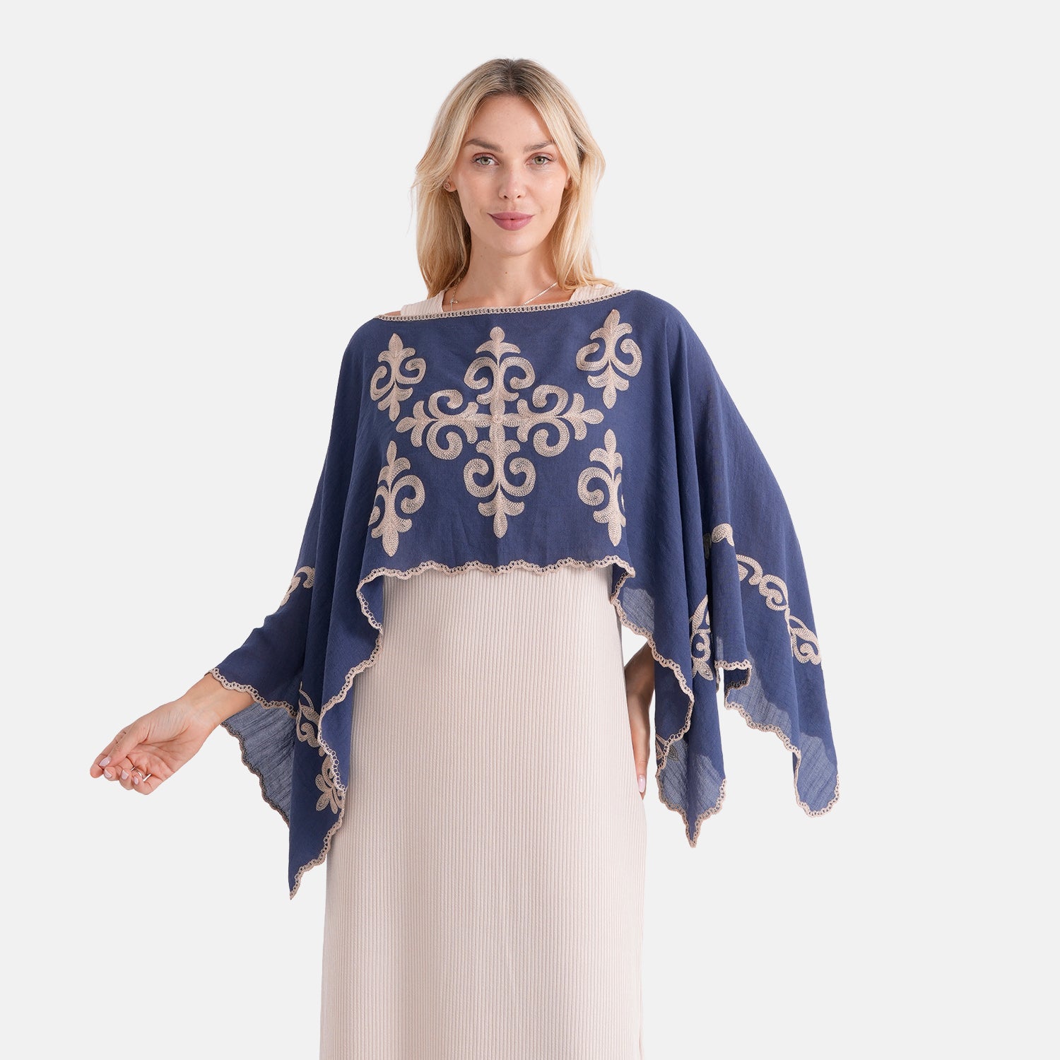 La Marey Two-way Embroidery Kaftan Top (One Size) - Blue 8497617 2