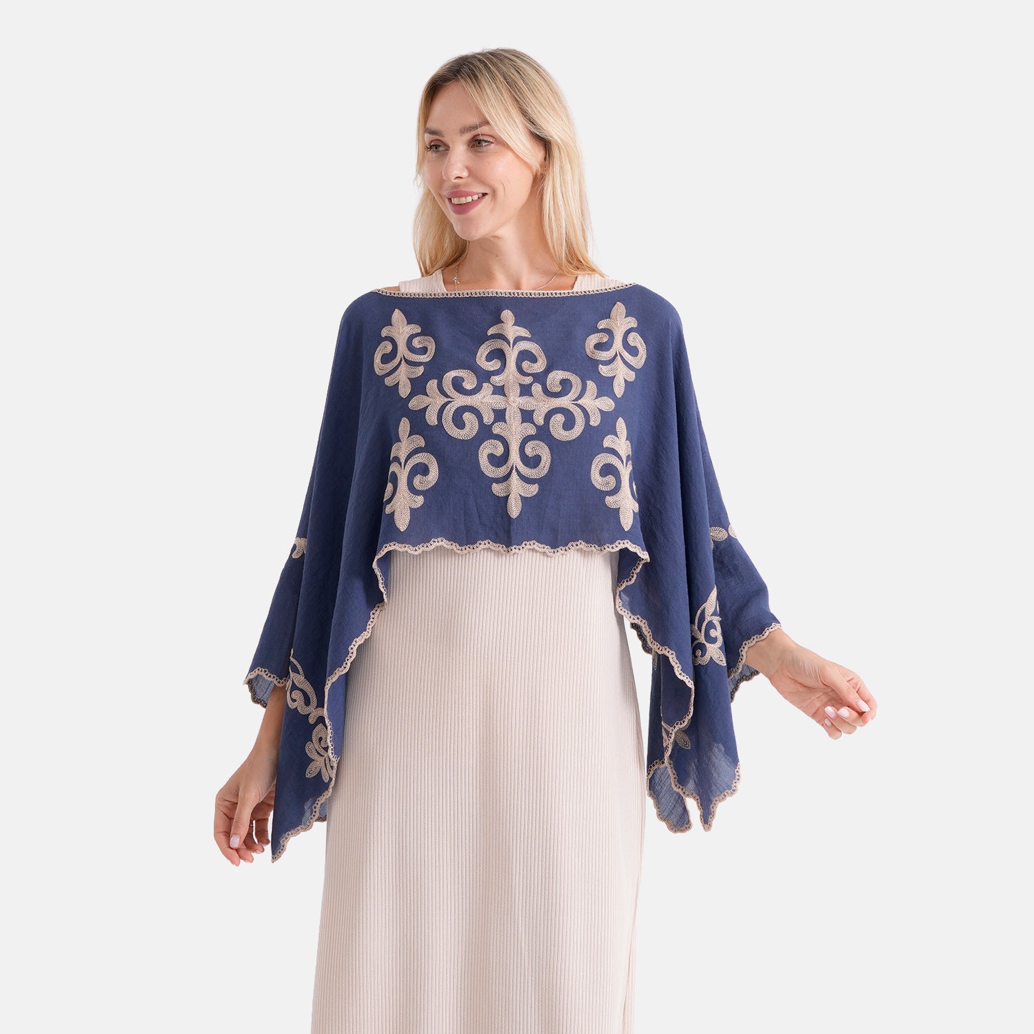 La Marey Two-way Embroidery Kaftan Top (One Size) - Blue 8497617 4