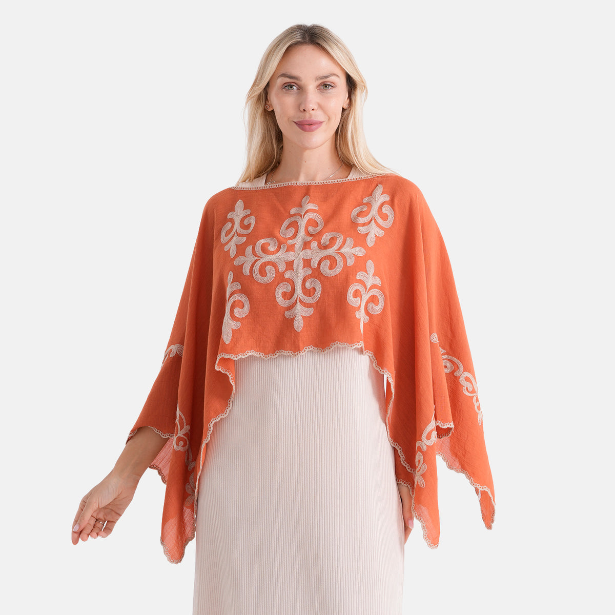 La Marey Two-way Embroidery Kaftan Top (One Size) - Orange V32630493 3