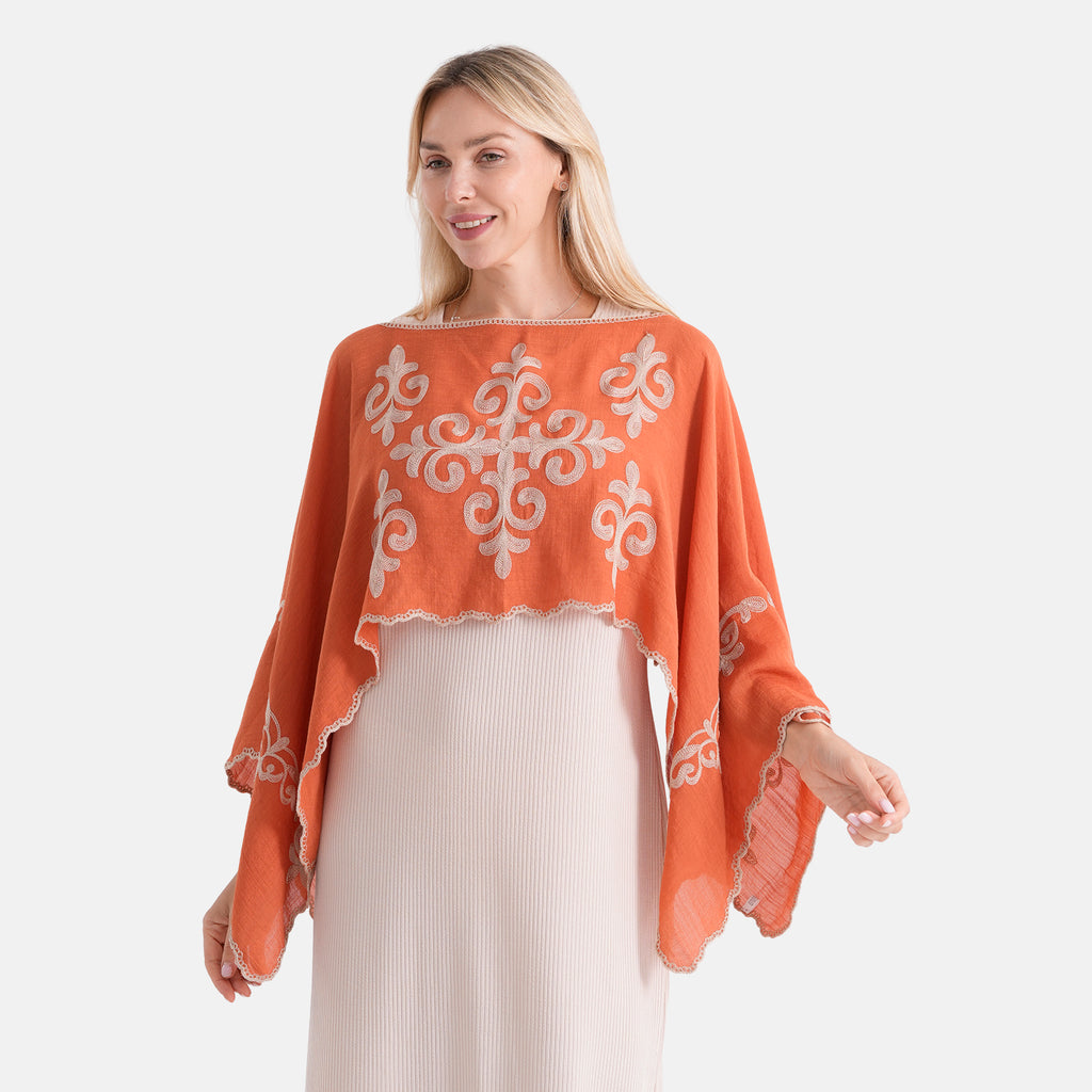 La Marey Two-way Embroidery Kaftan Top (One Size) - Orange_8497618_4
