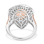 Couture Collection - AAA Natural Ethiopian Opal (3.35ct) & Natural Pink Diamond (0.65ct) Floral Halo Ring in Rhodium Overlay & Rose Gold Overlay Sterling Silver 4.00 Ct._8497657_4