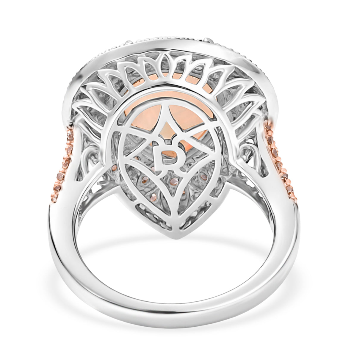 MEGA CLEARANCE -  AAA Natural Ethiopian Opal (3.35ct) &amp; Natural Pink Diamond (0.65ct) Floral Halo Ring in Rhodium Overlay &amp; Rose Gold Overlay Sterling Silver 4.00 Ct. V32694173 5