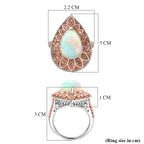 Couture Collection - AAA Natural Ethiopian Opal (3.35ct) & Natural Pink Diamond (0.65ct) Floral Halo Ring in Rhodium Overlay & Rose Gold Overlay Sterling Silver 4.00 Ct._8497657_5