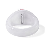 D'Joy - Fissure Filled Ruby, White Zircon & Dyed White Jade Band Ring in Rhodium Overlay Sterling Silver 30.12 Ct._8497936_4