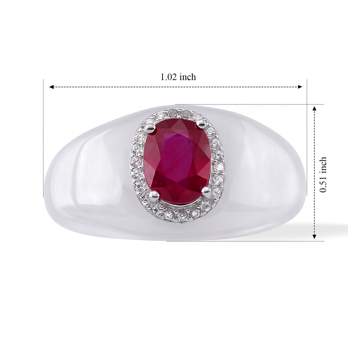 D'Joy -  AAA African Ruby and  White Jade Band Ring in Rhodium Overlay Sterling Silver 30.12 Ct. 8497936 5