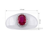 D'Joy - Fissure Filled Ruby, White Zircon & Dyed White Jade Band Ring in Rhodium Overlay Sterling Silver 30.12 Ct._8497936_5