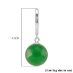D'Joy Green Jadeite Beads Hoop Earring in Rhodium Overlay Sterling Silver 28.35 Ct.