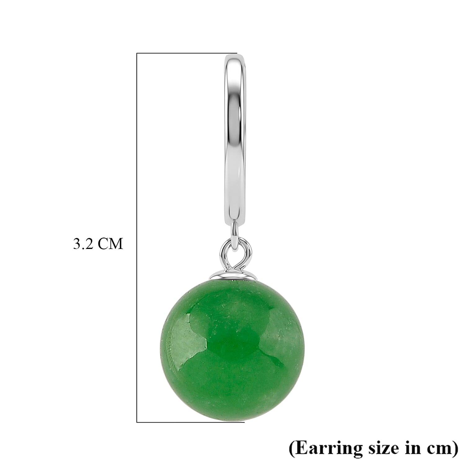 D'Joy Green Jadeite Beads Hoop Earring in Rhodium Overlay Sterling Silver 28.35 Ct. 8497947 7