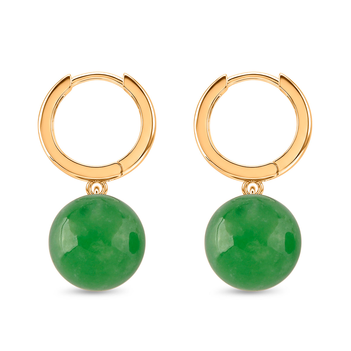 D'Joy Green Jadeite Beads Hoop Earring in Yellow Gold Plated Sterling Silver 28.35 Ct. V32514764 4