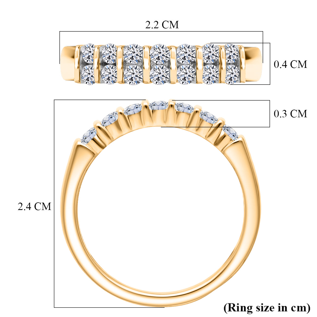 LUXURIANT 0.50 Ct. Lab Grown Diamond Band Ring in 18K Vermeil Yellow Gold Plated Sterling Silver (SI-GH) 8497963 6
