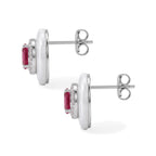 D'Joy - Dyed White Jade, Fissure Filled Ruby & White Zircon Push Post Earring in Rhodium Overlay Sterling Silver 16.14 Ct._8497964_3