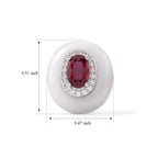 D'Joy - Dyed White Jade, Fissure Filled Ruby & White Zircon Push Post Earring in Rhodium Overlay Sterling Silver 16.14 Ct._8497964_4