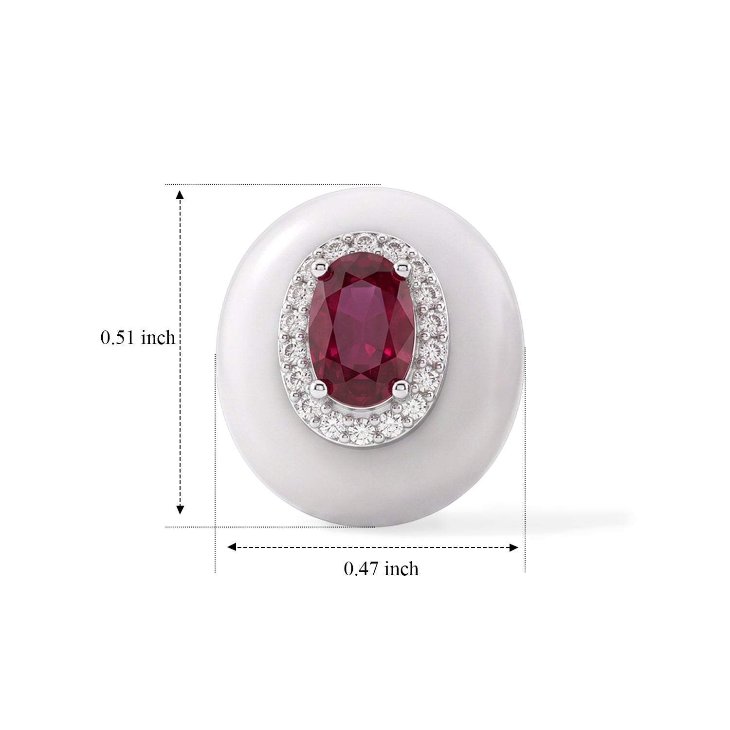 D'Joy - White Jade, African Ruby &amp; White Zircon Halo Earring with Push Post in Rhodium Overlay Sterling Silver 16.14 Ct. V32524600 4