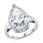 THE 10CT RADIANCE - Moissanite Pear Cut (10ct) Solitaire Ring in Rhodium Overlay Sterling Silver_8497967