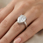 THE 10CT RADIANCE - Moissanite Pear Cut (10ct) Solitaire Ring in Rhodium Overlay Sterling Silver_8497967_1