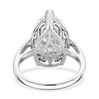 THE 10CT RADIANCE - Moissanite Pear Cut (10ct) Solitaire Ring in Rhodium Overlay Sterling Silver_8497967_4