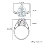 THE 10CT RADIANCE - Moissanite Pear Cut (10ct) Solitaire Ring in Rhodium Overlay Sterling Silver_8497967_5