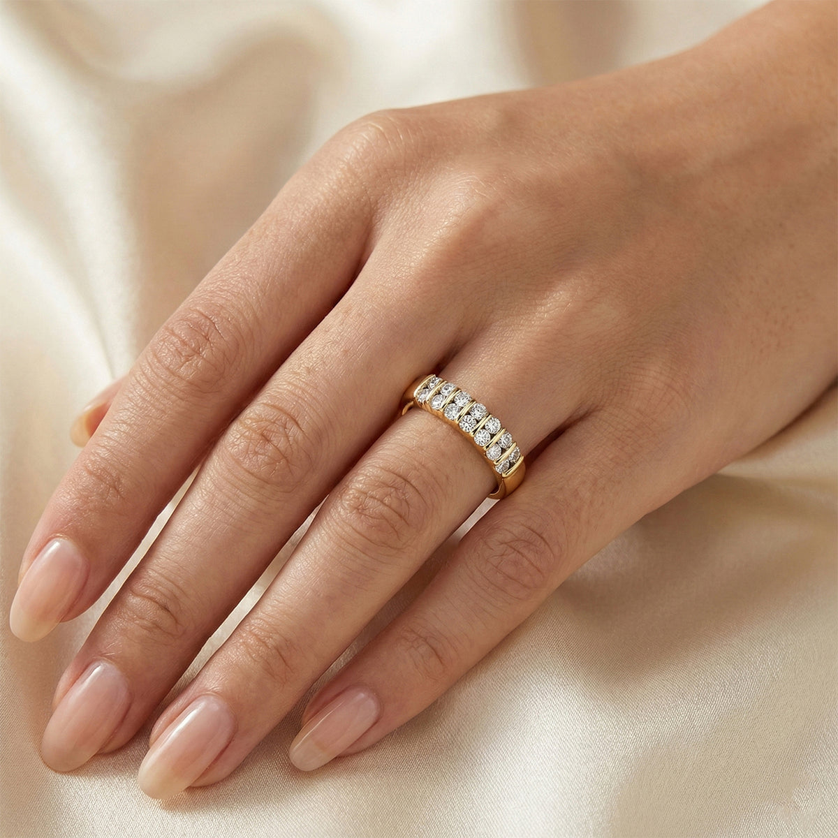 LUXURIANT 0.5 Ct. Lab Grown Diamond Band Ring in 18K Vermeil Yellow Gold Plated Sterling Silver (SI-GH) 8497979 2