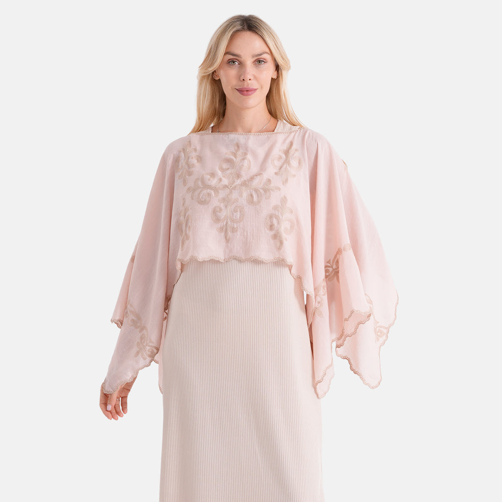 La Marey Two-way Embroidery Kaftan Top (One Size) - Beige_8498059_2