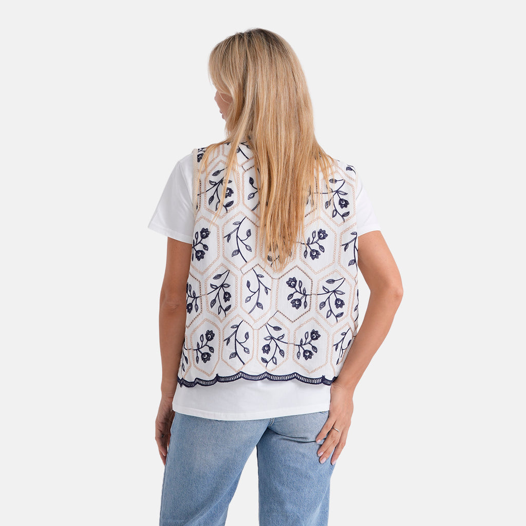 La Marey Embroidery Vest (Size - One Size) - White_8498061_2