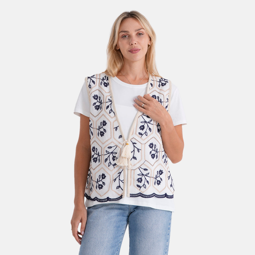 La Marey Embroidery Vest (Size - One Size) - White_8498061_5