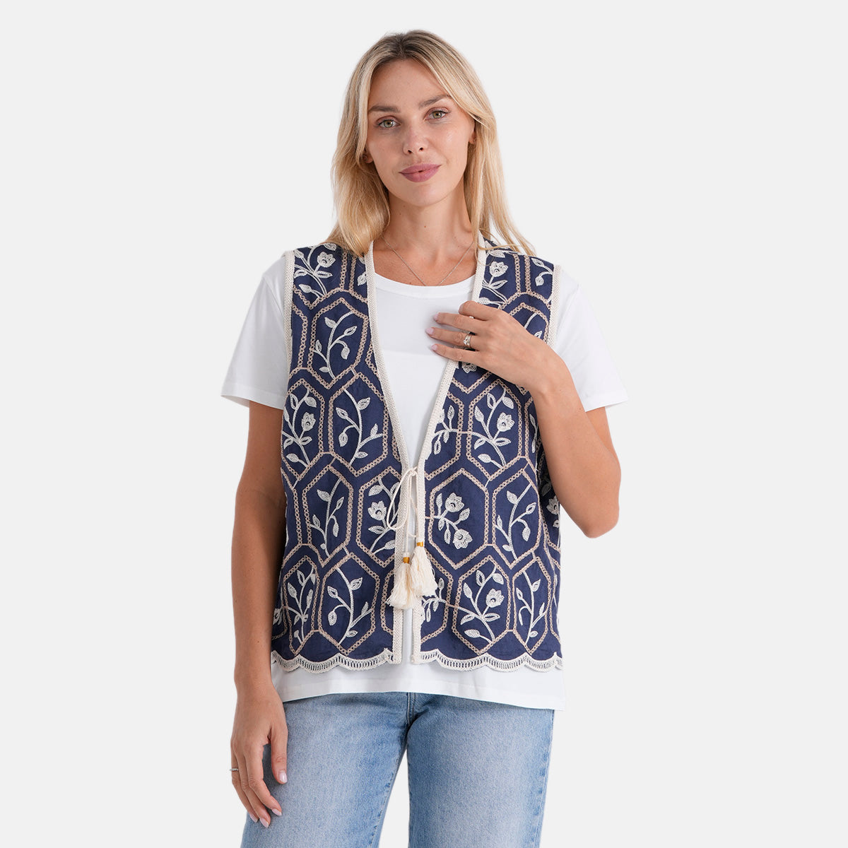 La Marey Womens Embroidered Vest (Size 18 to 20) - Navy Blue V32648848 6