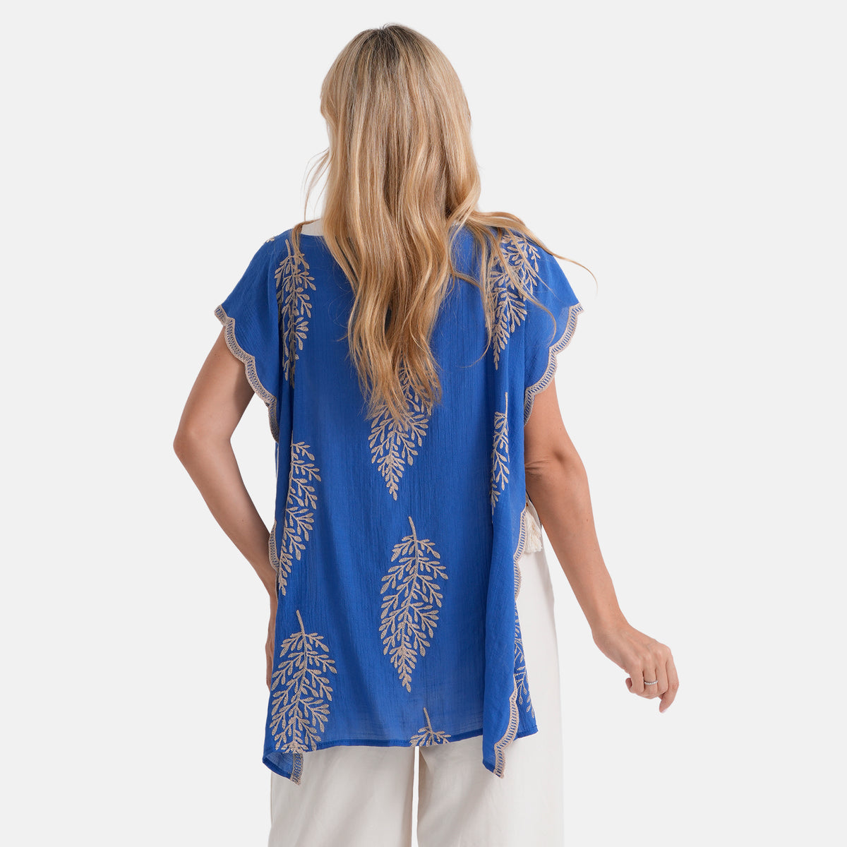 La Marey Botanical Embroidered Top (One Size) - Blue V32613086 4
