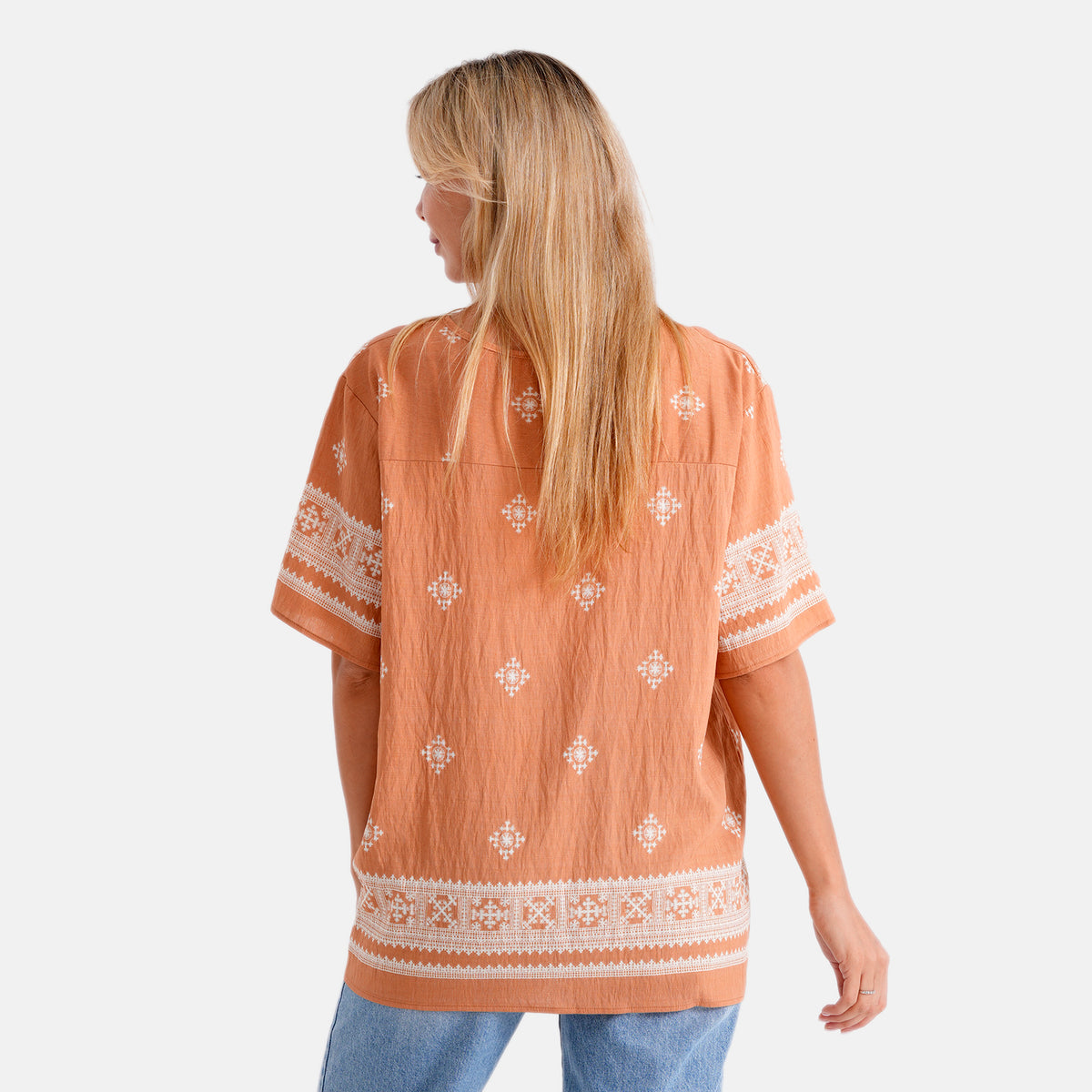 La Marey Placement Print Blouse (Size L/XL, 16-22) - Peachy Orange V32638995 3