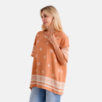 La Marey Placement Print Blouse (Size L/XL, 16-22) - Peachy Orange_8498204_3